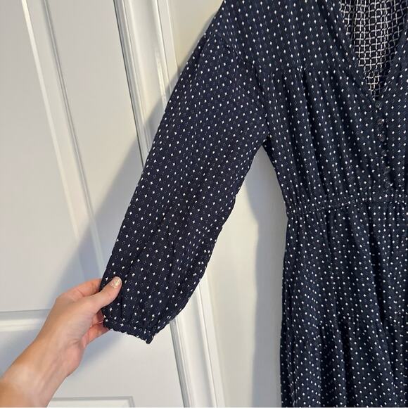 Madewell Navy Blue White Cross Cotton Long Sleeve Maxi Dress Small - Picture 13 of 14